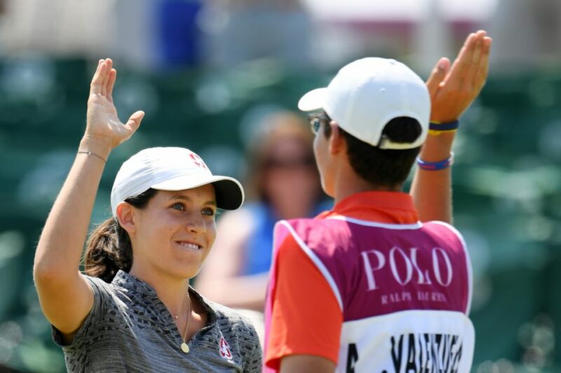 Albane Valenzuela an der Evian Championship 2019 mit Bruder Alexis als Caddie